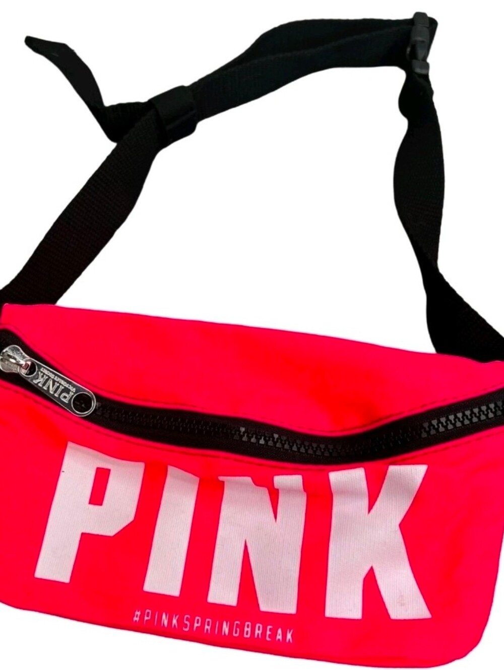 Pink Victorias Secret Spring Break Fanny Pack Bag Neon Black Adjustable Strap
